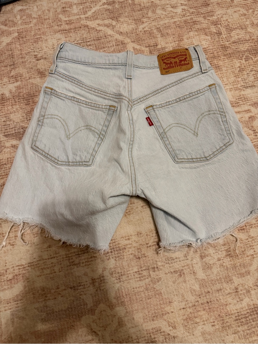 Levi's Pale Blue Cutoff Denim Shorts with Raw Hem